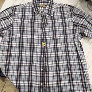 Sonoma Navy and White Plaid Shirt size large